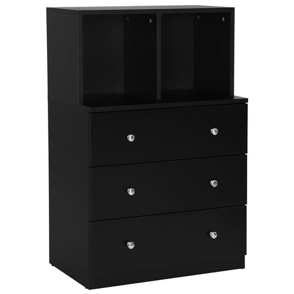 Gymax 3 Drawer Dresser W/ Cubbies Storage Chest for Bedroom Living Room Black