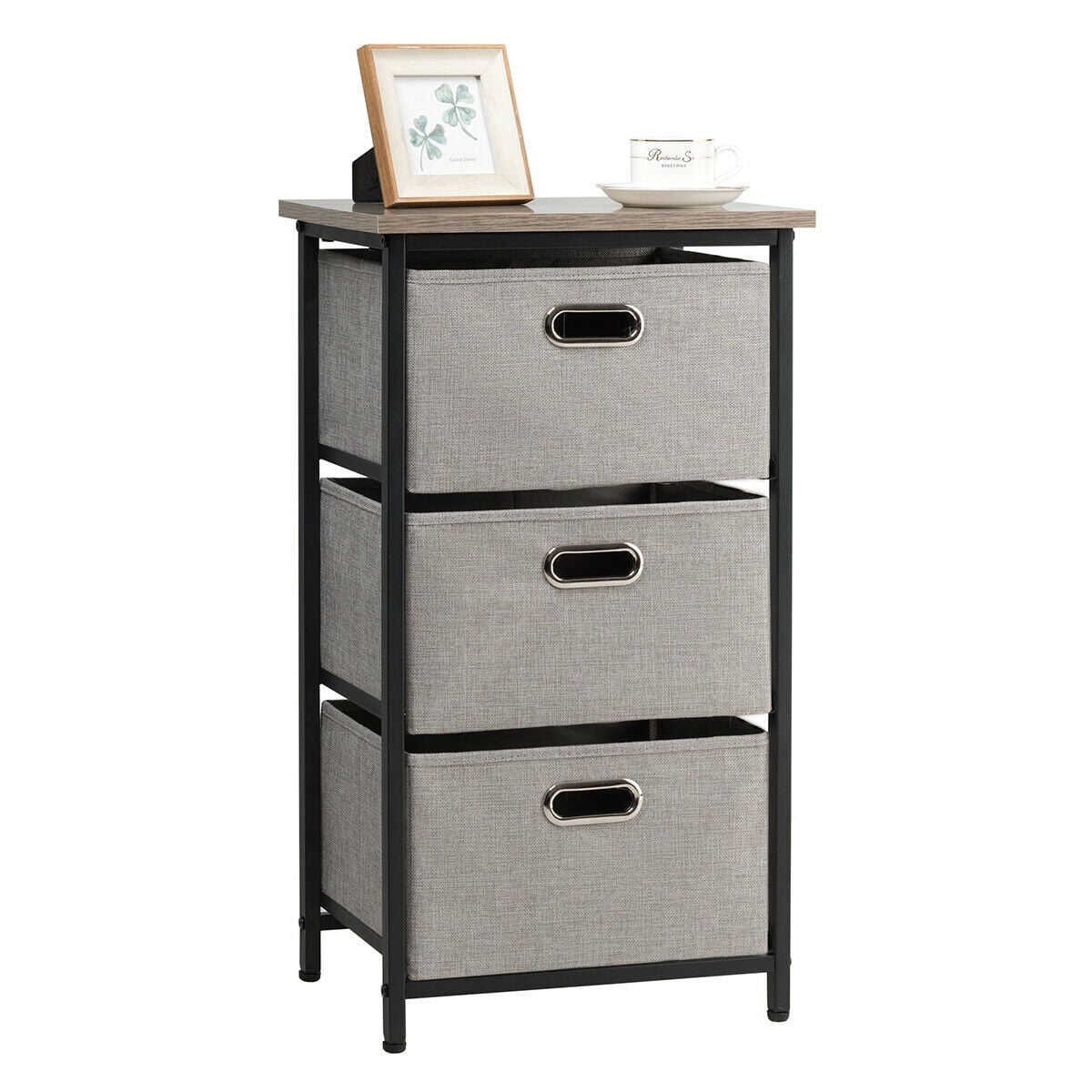 MULISOFT Fabric Dresser with 3 Drawer Rolling Storage, Foldable and Easy to Assemble Organizer,Gray, Girl's, Size: Large