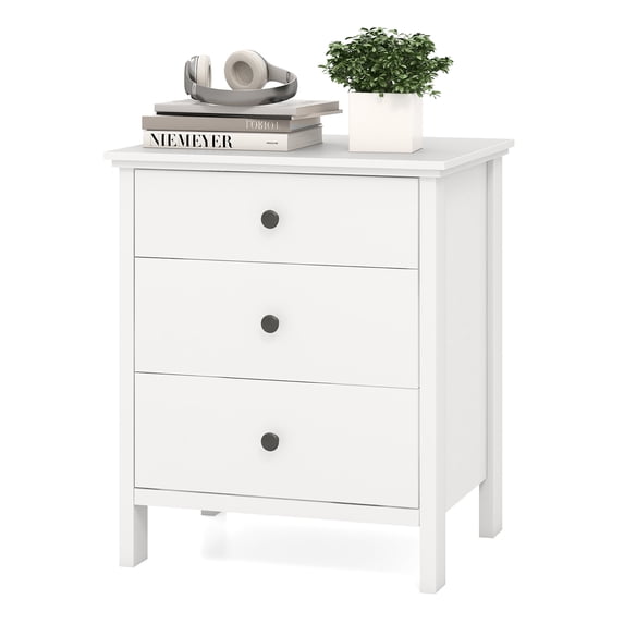 Gymax 3-Drawer Nightstand White Wooden Bedside Table Modern Side End Table 22in x 18in x 26in