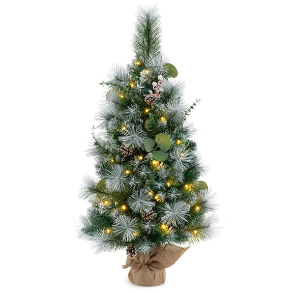 Gymax 3 FT Artificial Christmas Tree w/ 98 Branch Tips Pine Needles Eucalyptus Leaves