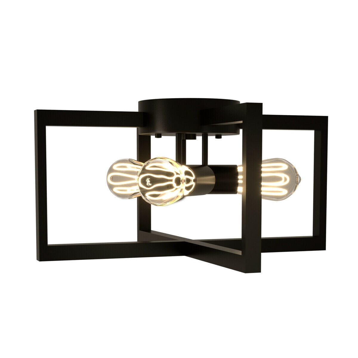 Gymax 3-Lights Flush Mount Ceiling Lamp Geometric Metal w/ Iron Square Lamp Shade