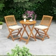 thumbnail image 1 of Gymax 3 PCS Patio Bistro Set Folding Dining Chairs w/ Coffee Table Padded Cushion Seats, 1 of 10