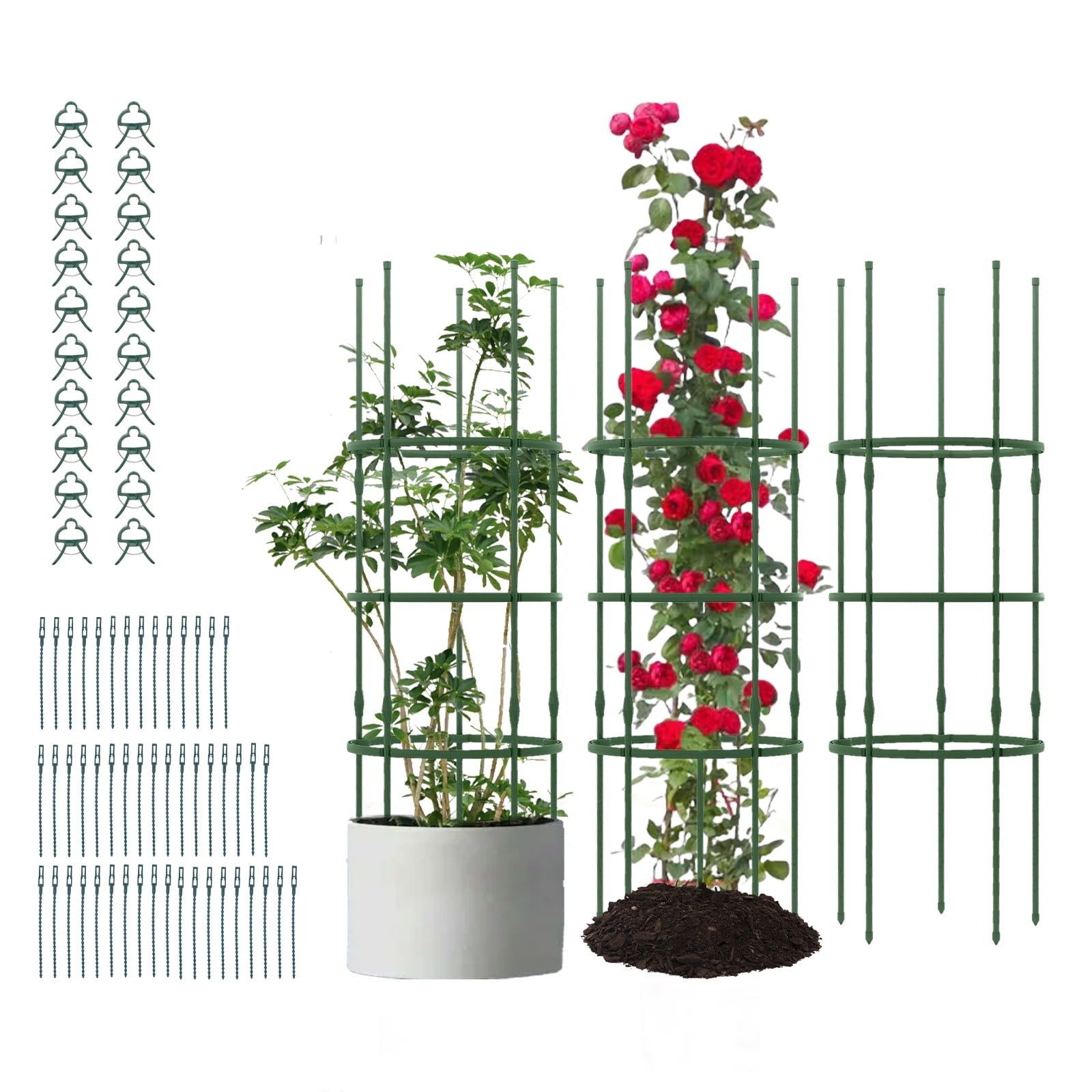 Gymax 3-Pack Garden Tomato Trellis 60'' Plant Support Cage w/ Adjustable Size for Plants