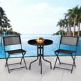 thumbnail image 1 of Gymax 3 Pcs Bistro Set Garden Backyard Table Folding Chairs Outdoor Patio Furniture, 1 of 10