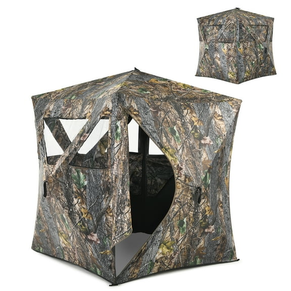 Gymax 3 Person Portable Hunting Blind Pop-Up Ground Blind w/Tie-downs & Carrying Bag