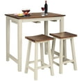 Gymax 3Piece High Breakfast Bar Table Set with 2 Tall Saddle Stools & Hanging Design