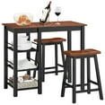 thumbnail image 1 of Gymax 3-Piece Counter Height Dining Table Set w/2 Saddle Stools&Storage Shelves Walnut, 1 of 10
