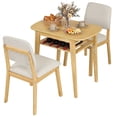 thumbnail image 1 of Gymax 3-Piece Dining Table Set for 2 Solid Wood Kitchen Table w/Storage Rack & Chairs Beige & Natural, 1 of 11