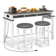 thumbnail image 1 of Gymax 3-Piece Home Bar Set Counter Height Bar Table w/ 2 Upholstered Bar Stools White & Grey, 1 of 10