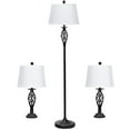thumbnail image 1 of Gymax 3-Piece Lamp Set 2 Table Lamps 1 Floor Lamps Living Room Bedroom Fabric Shade, 1 of 10