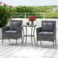 thumbnail image 1 of Gymax 3-Piece Patio Furniture Set PE Wicker Conversation Bistro Set w/ A Tempered Glass Table Mix Gray, 1 of 10