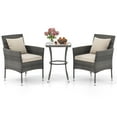 thumbnail image 1 of Gymax 3-Piece Patio Furniture Set PE Wicker Conversation Bistro Set w/ A Tempered Glass Table, 1 of 10