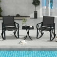 thumbnail image 1 of Gymax 3 Piece Patio Rocking Set 2 Rocking Chairs w/ Tempered Glass Side Table Black, 1 of 10