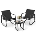 thumbnail image 1 of Gymax 3 Piece Rocking Bistro Set Patio Furniture Set w/ 2 Rocking Chairs & Glass-Top Coffee Table, 1 of 10