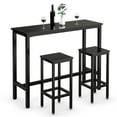 thumbnail image 1 of Gymax 3 Pieces Bar Table Set Counter Height Breakfast Bar Dining Table w/Stools Black, 1 of 10