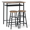 thumbnail image 1 of Gymax 3 Pieces Bar Table Set Counter Height Dining Pub Table w/ 2 Stools Brown, 1 of 10