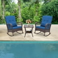 thumbnail image 1 of Gymax 3 Pieces Rocking Bistro Set PE Rattan Rocking Chairs w/ 2-Tier Coffee Table Navy, 1 of 10