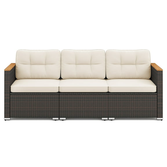 Gymax 3-Seat Patio Couch Sofa PE Rattan Wicker Loveseat Furniture Set Outdoor