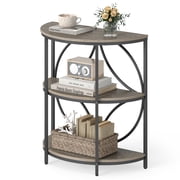 Gymax 3-Tier Half Round End Table w/Study Metal Frame Storage Shelves for Living Room Grey