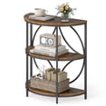 thumbnail image 1 of Gymax 3-Tier Half Round End Table w/Study Metal Frame Storage Shelves for Living Room Rustic Brown, 1 of 10