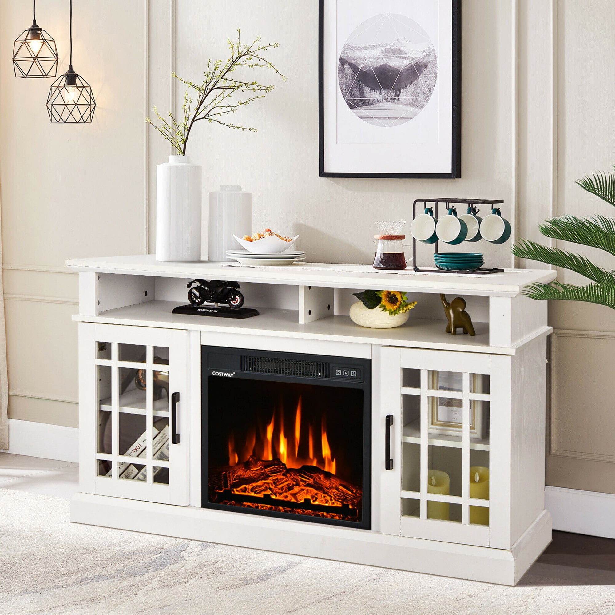 Gymax 3 Tier TV Stand for TVs up to 50", White