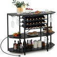 thumbnail image 1 of Gymax 3 Tier Wine Bar Cabinet with Storage Shelves Glass Holders Bottle Racks Gray, 1 of 9