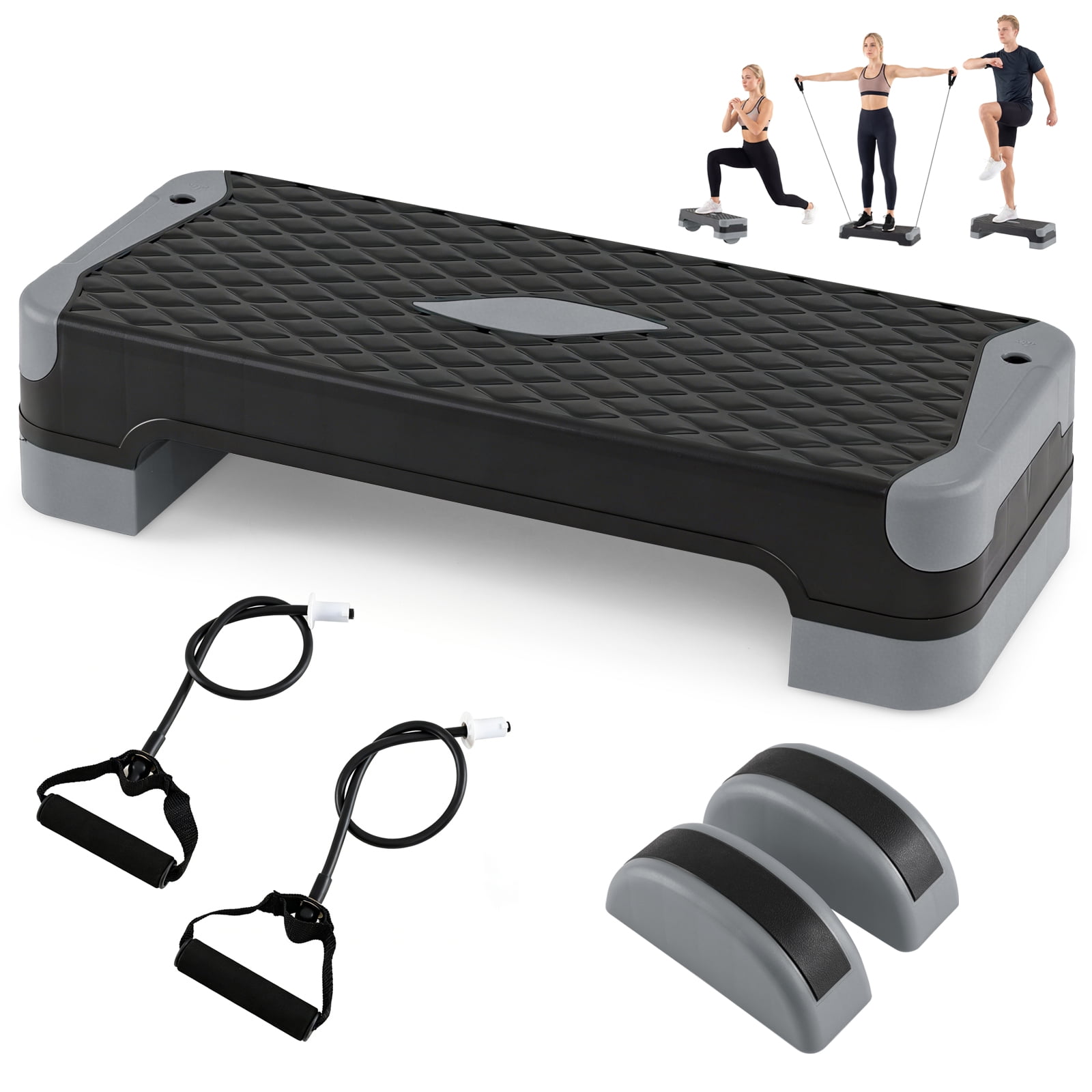Gymax 3-in-1 Aerobic Step Platform SetAdjustable Workout Stepper ...