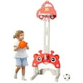 thumbnail image 1 of Gymax 3-in-1 Basketball Hoop for Kids Adjustable Height Playset w/ Balls Red, 1 of 10