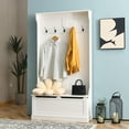 thumbnail image 1 of Gymax 3-in-1 Entryway Hall Tree Storage Bench w/ Coat Racks & Shoe Bench & Cabinet, 1 of 9
