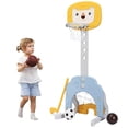 thumbnail image 1 of Gymax 3-in-1 Kids Basketball Hoop Set Adjustable Sports Activity Center w/Balls Yellow, 1 of 10