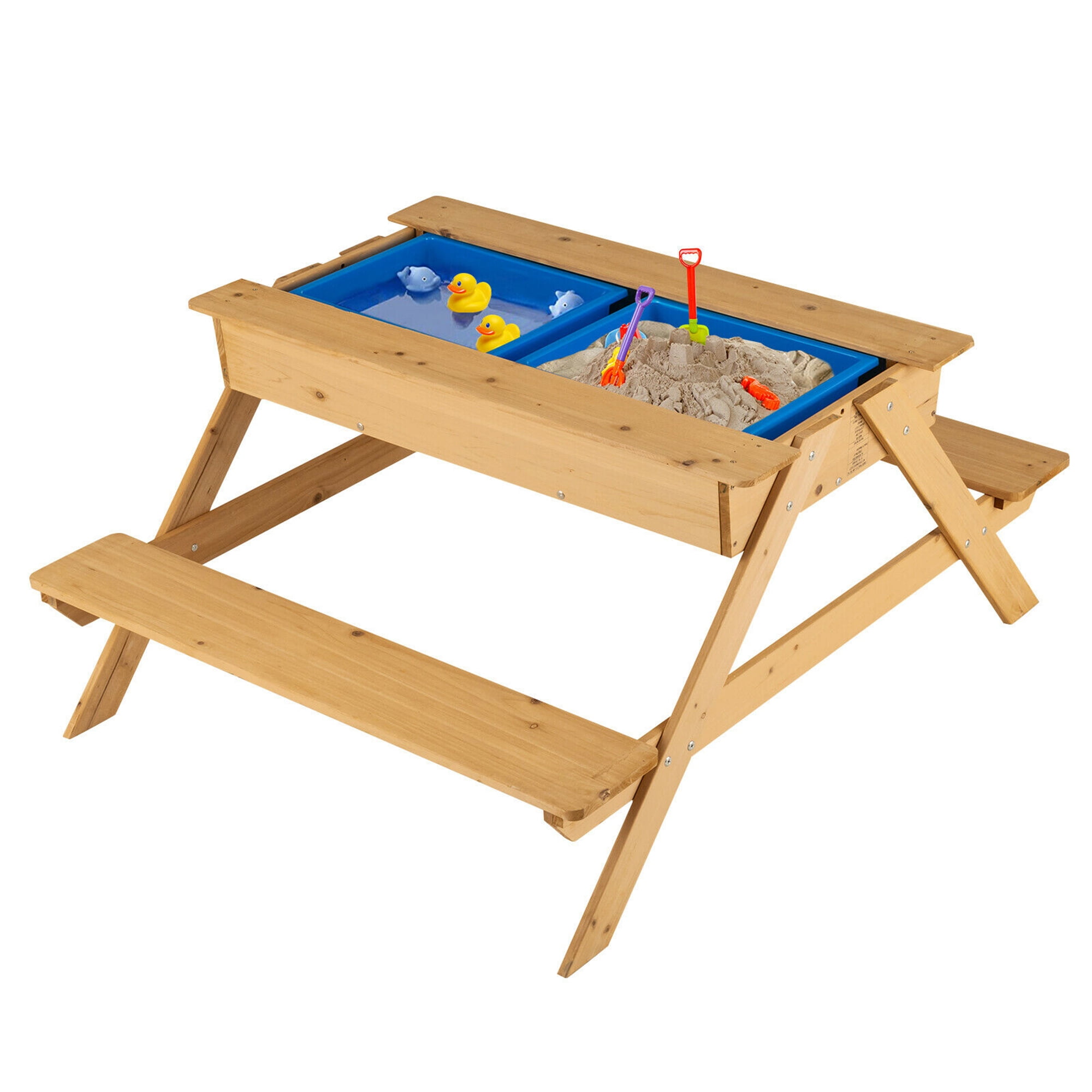 Gymax 3-in-1 Children's Activity Picnic Table with Sandbox for