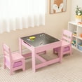 thumbnail image 1 of Gymax 3 in 1 Kids Wood Table Chairs Set w/ Storage Box Blackboard Drawing Pink, 1 of 10