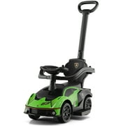 Gymax 3-in-1 Licensed Lamborghini Ride on Push Car Stroller Sliding Car w/ Sound Green