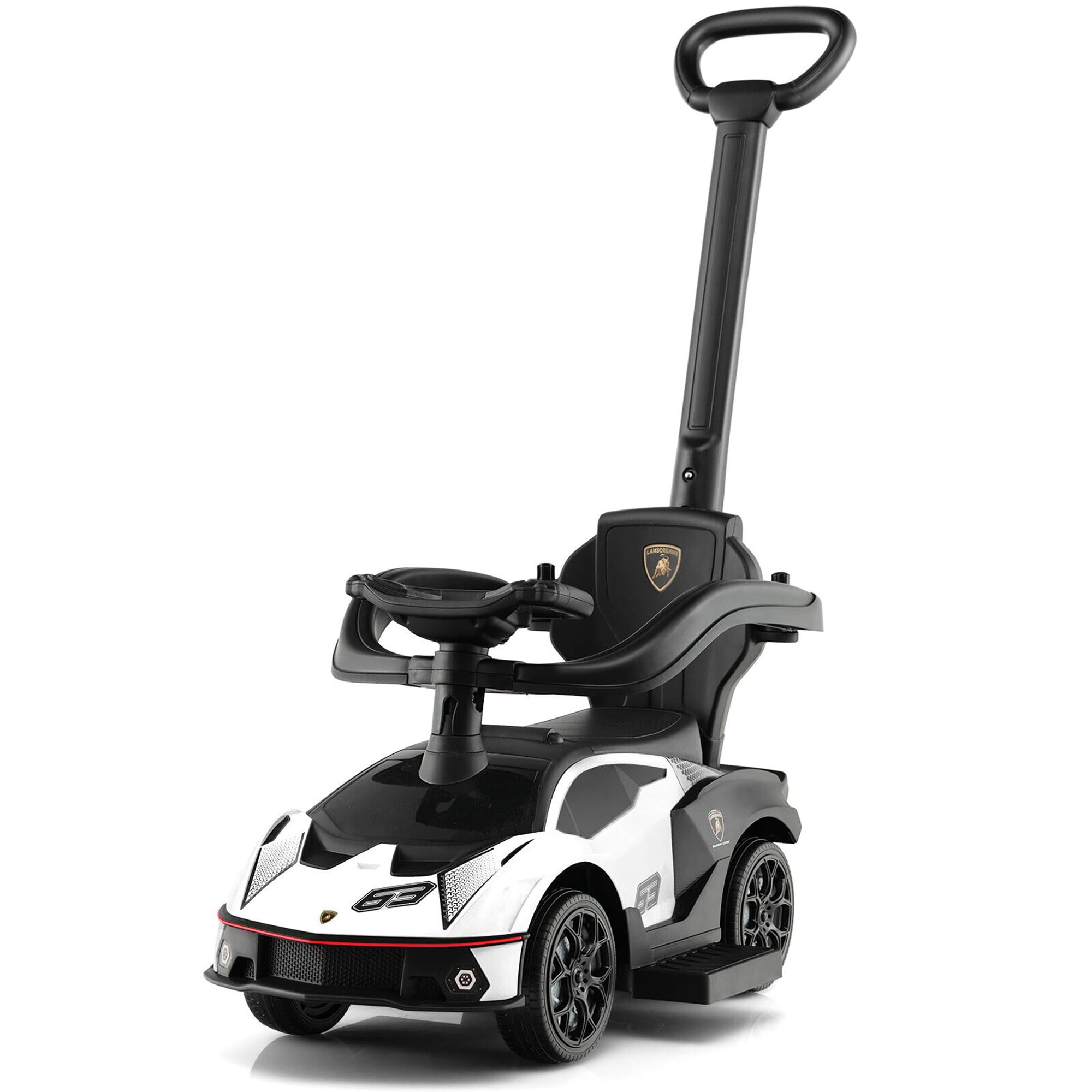 Gymax 3 in 1 Licensed Lamborghini Ride on Push Car Stroller Sliding Car w Sound White