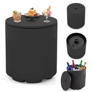 Gymax 3-in-1 Umbrella Side Table w/Water Bag All-Weather Outdoor HDPE Umbrella Base Black