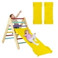 thumbnail image 1 of Gymax 3-in-1 Wooden Climbing Triangle Set Triangle Climber w/ Ramp Multi-color, 1 of 9