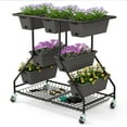 thumbnail image 1 of Gymax 3-tier Vertical Raised Garden Bed w/ 7 Planter Boxes Drainage Holes Storage Shelf, 1 of 10