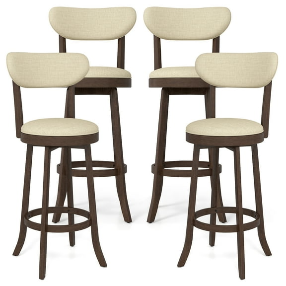 Gymax 30.5'' Bar Height Chairs Set of 4 Swivel High Barstool w/ Padded Seat & Backrest