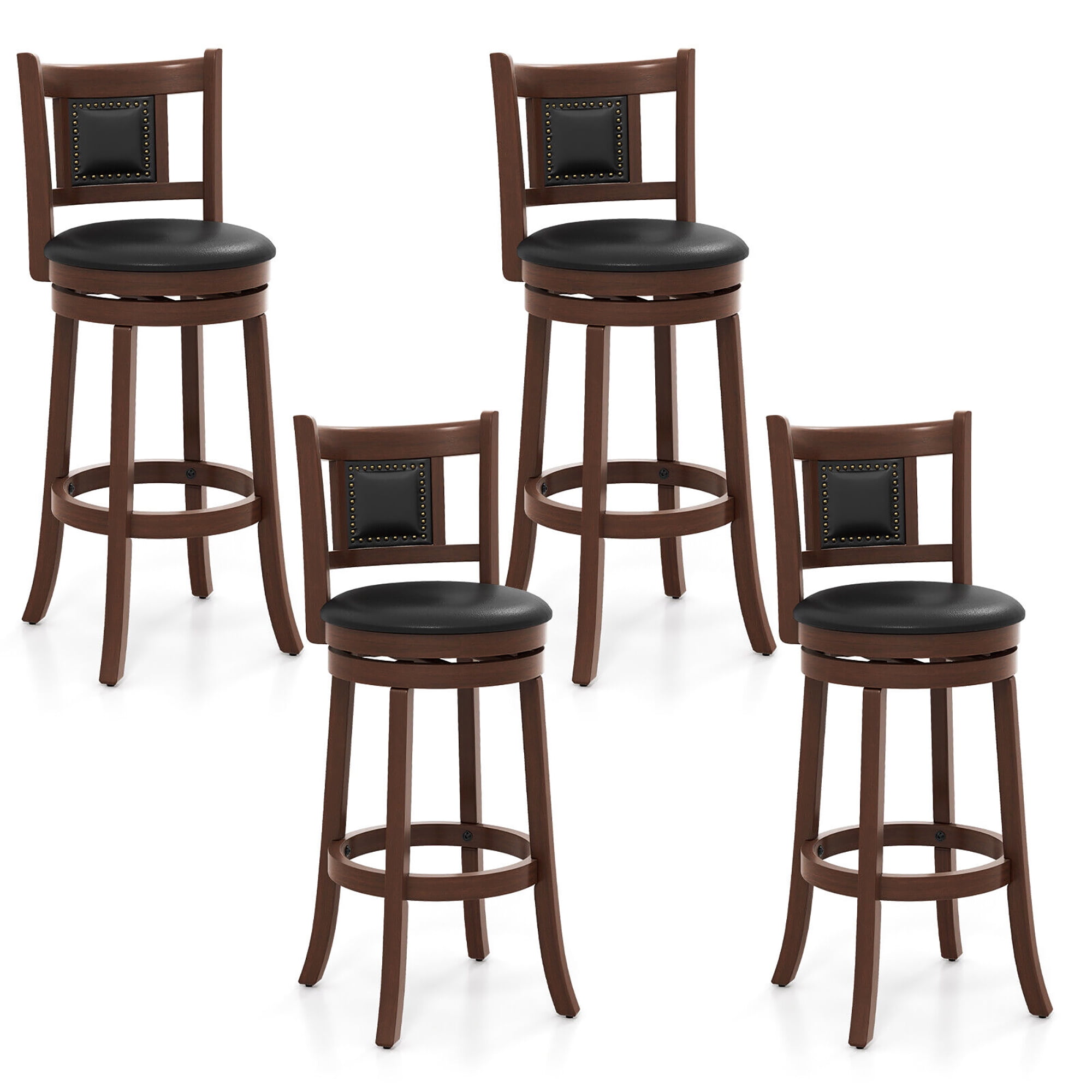Gymax 30.5'' Swivel Bar Stool Set of 4 Counter Height Bar Stools Armless Chairs for Pub