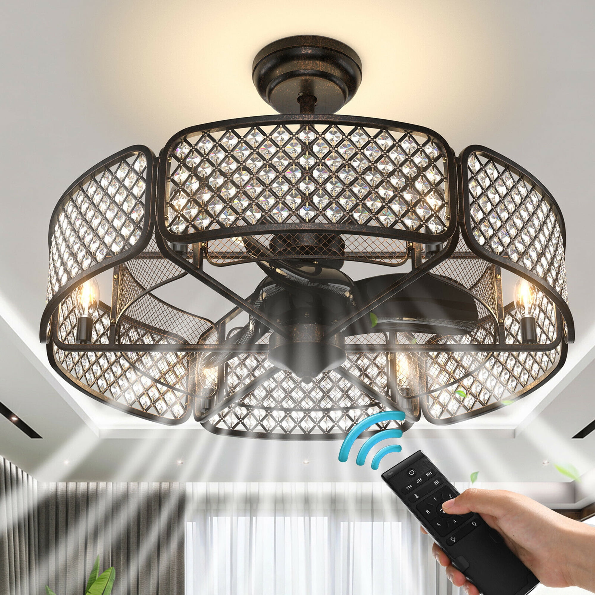 Gymax 30 Caged Ceiling Fan With Light