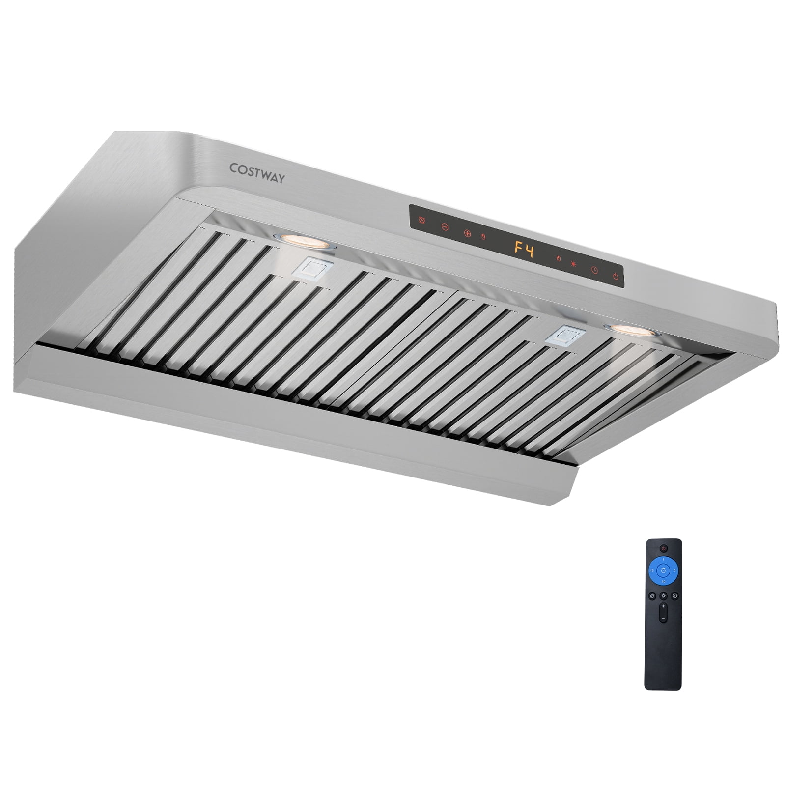 Gymax 30 Inch 900 CFM Under Cabinet Range Hood w/Oil Collector 4 Fan SpeedsTimer