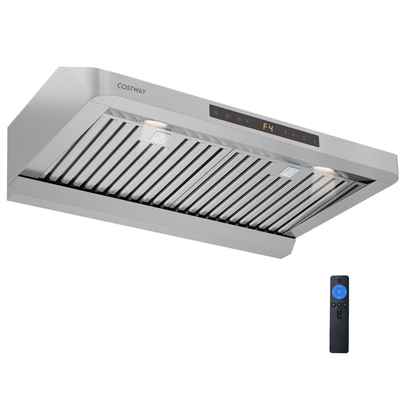 Gymax 30 Inch 900 CFM Under Cabinet Range Hood w/Oil Collector 4 Fan SpeedsTimer