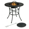 thumbnail image 1 of Gymax 31.5'' Patio Fire Pit Dining Table Charcoal Wood Burning W/ Cooking BBQ Grate, 1 of 10