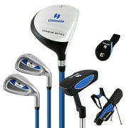 Gymax 31'' Portable Junior Complete Golf Club Set for Kid Age 8+ Set of 5 Blue