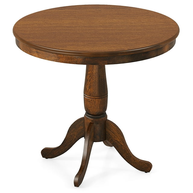 "Gymax Classic 32"" Round Pedestal Dining Table, Walnut Finish, MDF ...