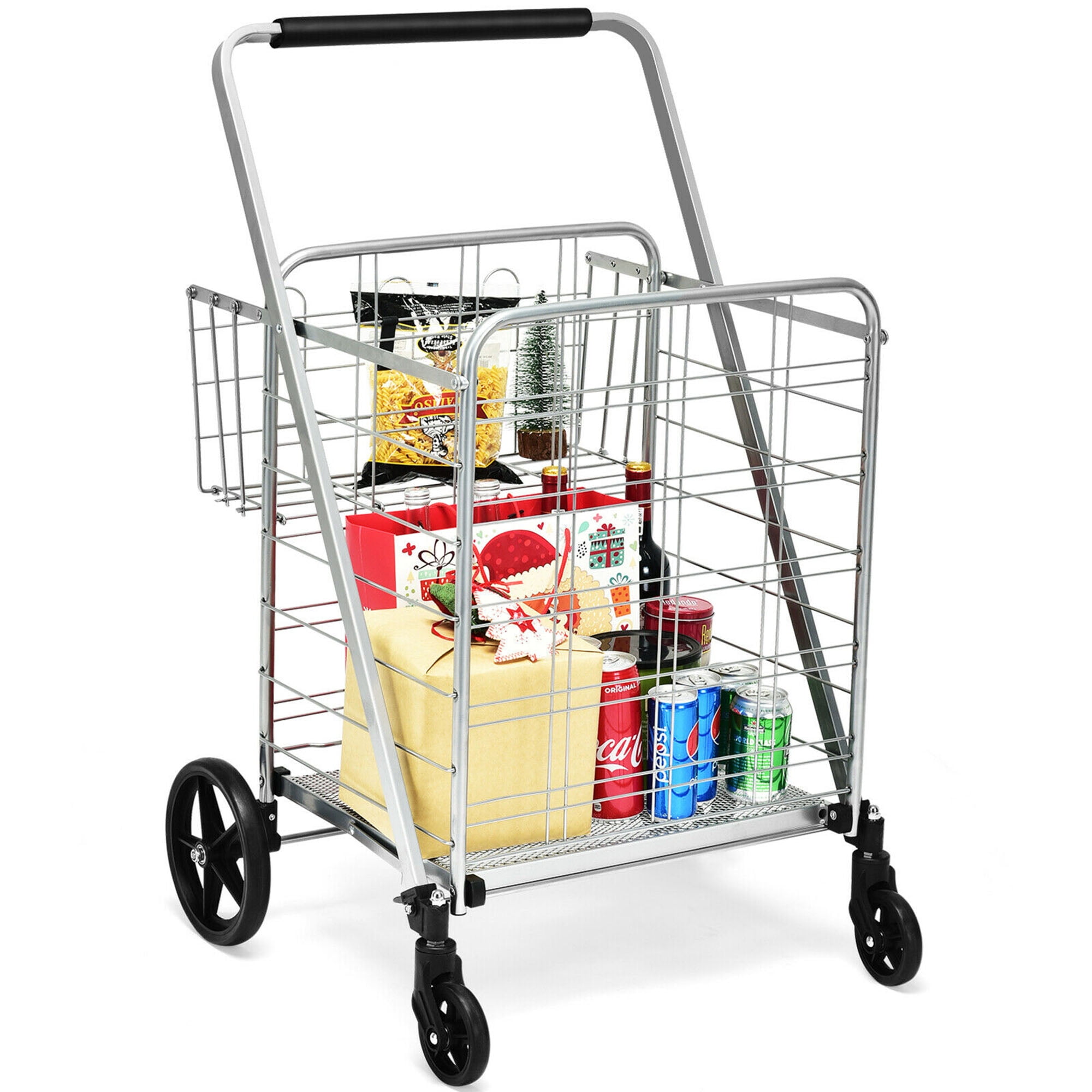 Gymax 330lbs Heavy Duty Folding Shopping Cart Utility Jumbo Gymax 330lbs Heavy Duty Folding Shopping Cart Utility Jumbo