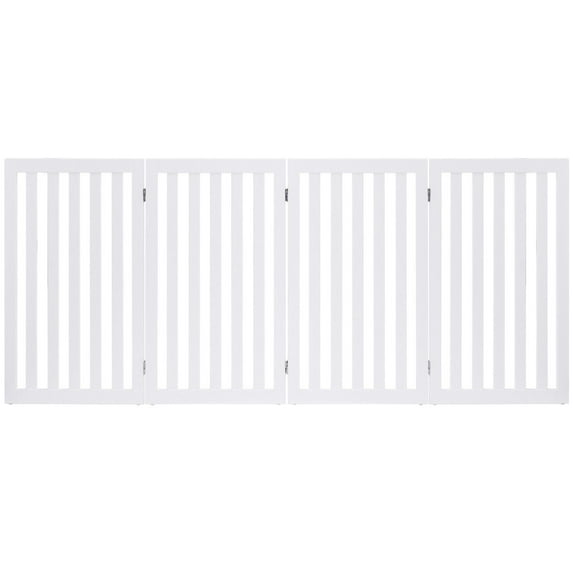 Gymax 35'' Configurable Folding Free Standing 4 Panel Wood Pet Dog Safety Fence White