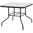 thumbnail image 1 of Gymax 35'' Patio Dining Square Tempered Glass Table w/ Umbrella Hole Backyard, 1 of 10