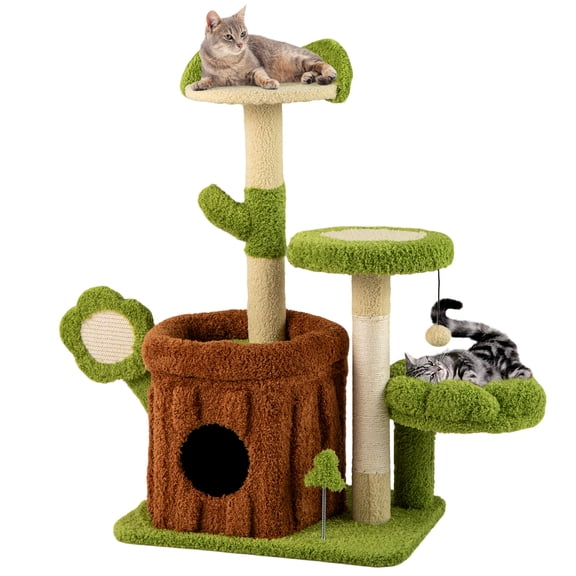 Gymax 36'' Cat Tree Tower w/Perch Condo Platforms Petal Scratching Board for Indoors