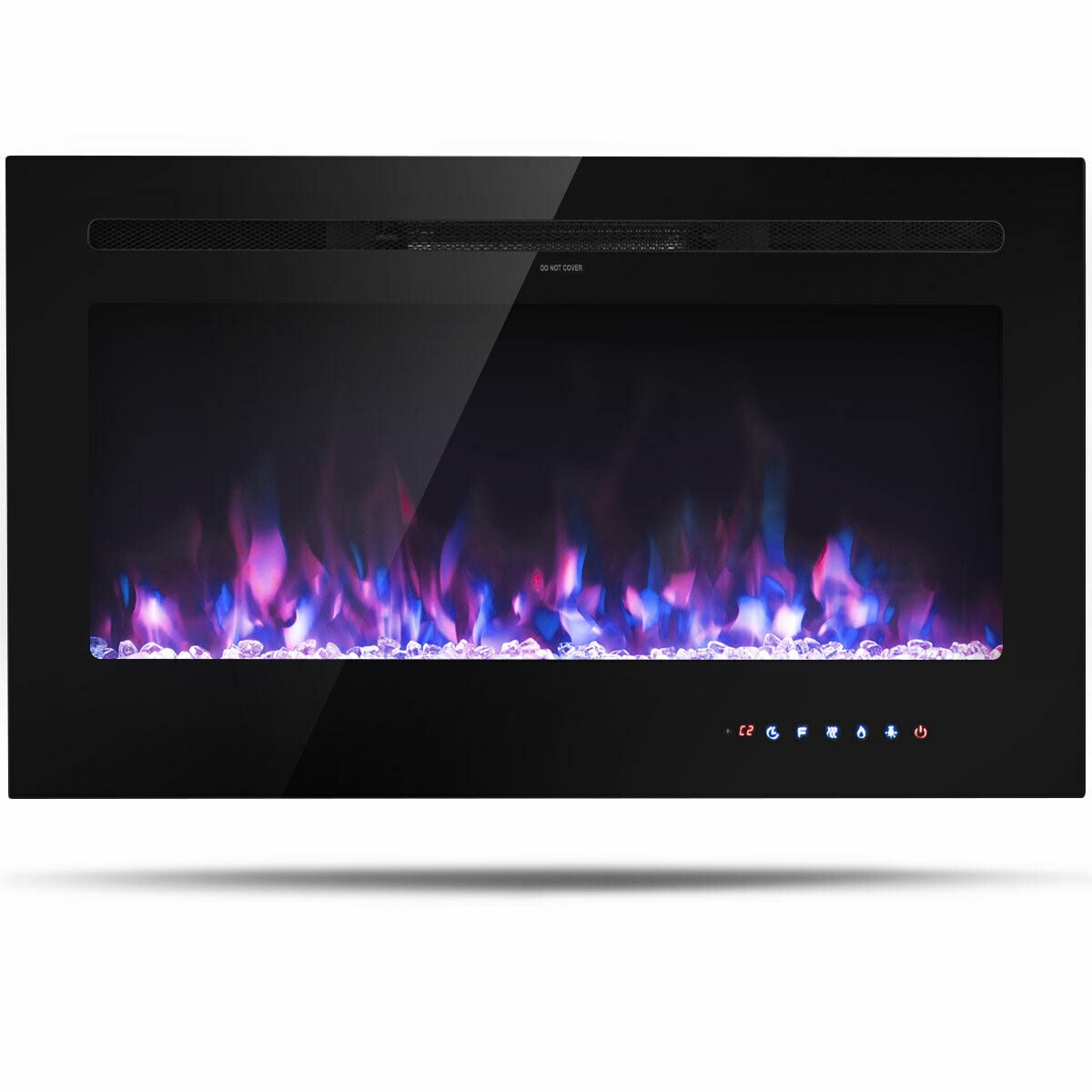 Gymax 36” Electric Fireplace Recessed and Wall Mounted 750W/1500W W/ Multicolor Flame Sansujyuku sansujyuku.com